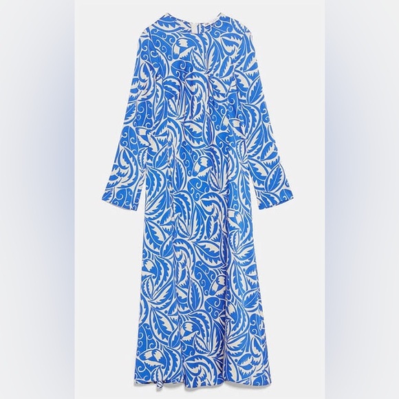 Zara Long Printed Dress - Satin Maxi Dress - Picture 7 of 15